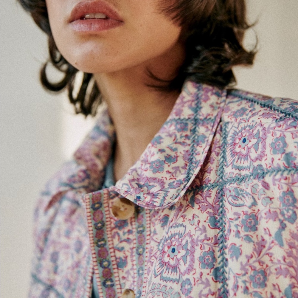 SOLD//Sézane x Sea NY RARE NWT William Jacket in Mixed Emilia Print Size 40/US 8 - Picture 3 of 6